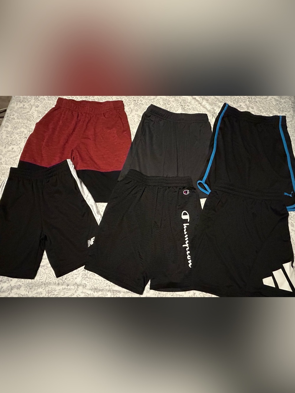 Boys Size 10/12 Athletic Gym Shorts Bundle - Lot of 6 (Adidas, Puma, Champion)
